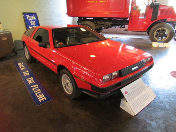 A picture of a rare painted DeLorean.
